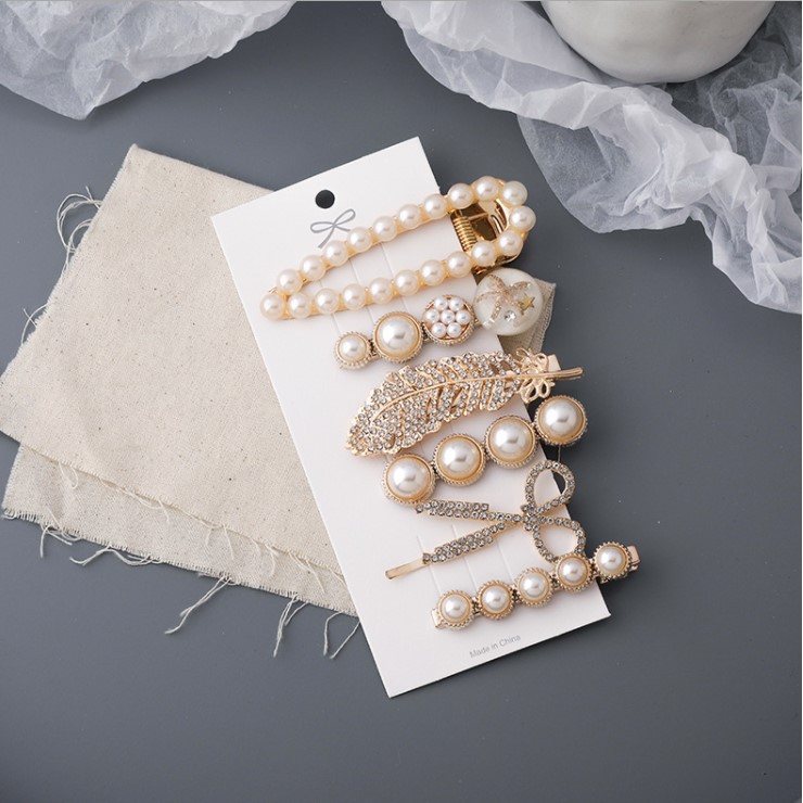 Set 6 Kẹp Tóc Thiết Kế Thời Trang (Màu Vàng)