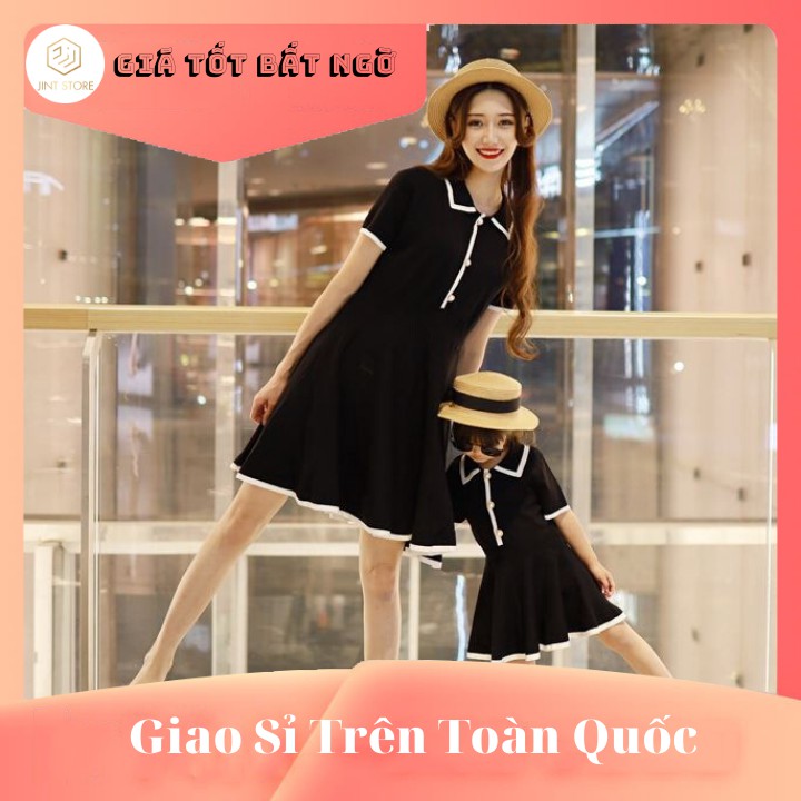 ĐỒ ĐÔI MẸ VÀ BÉ ĐẦM ĐEN LEN C21