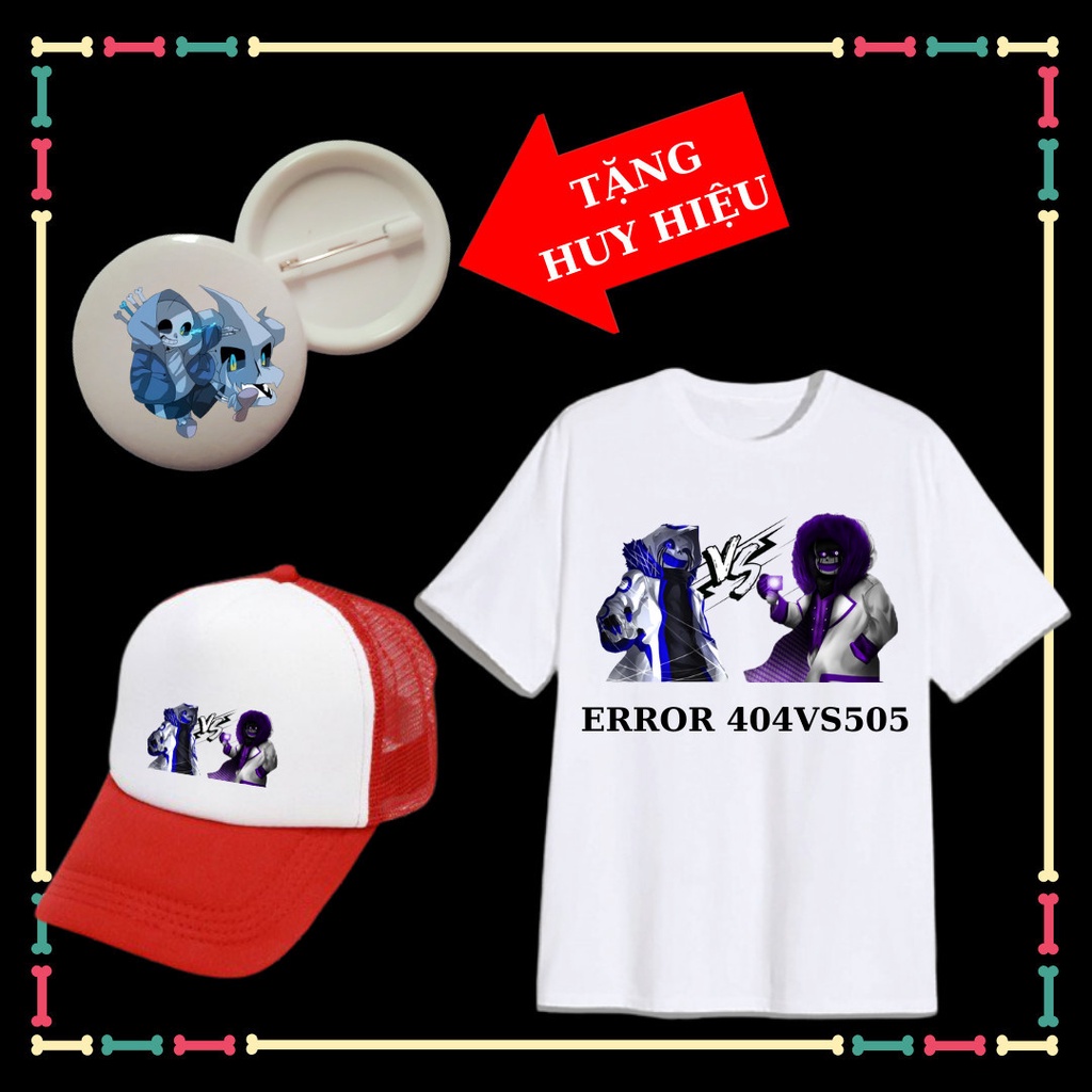 Áo thun trẻ em mẫu Error 404vs505 siêu ngầu, tay ngắn, đủ size áo từ 10kg đến 90kg, kèm mũ lưỡi trai, kèm huy hiệu