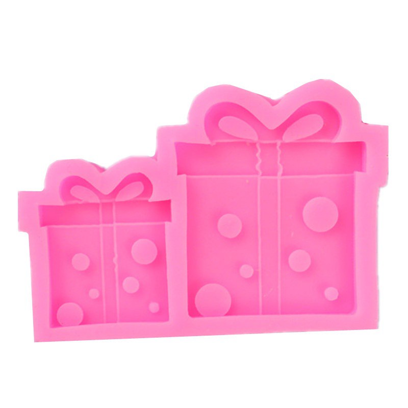 Khuôn silicone làm bánh &amp; socola 2 ngăn hình hộp quà độc đáo