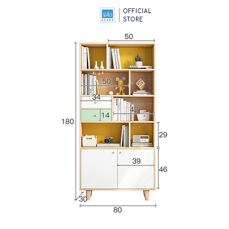 Tủ Sách Gỗ Phong Cách Bắc Âu Thương Hiệu SIB Decor (Nhiều Kích Thước)