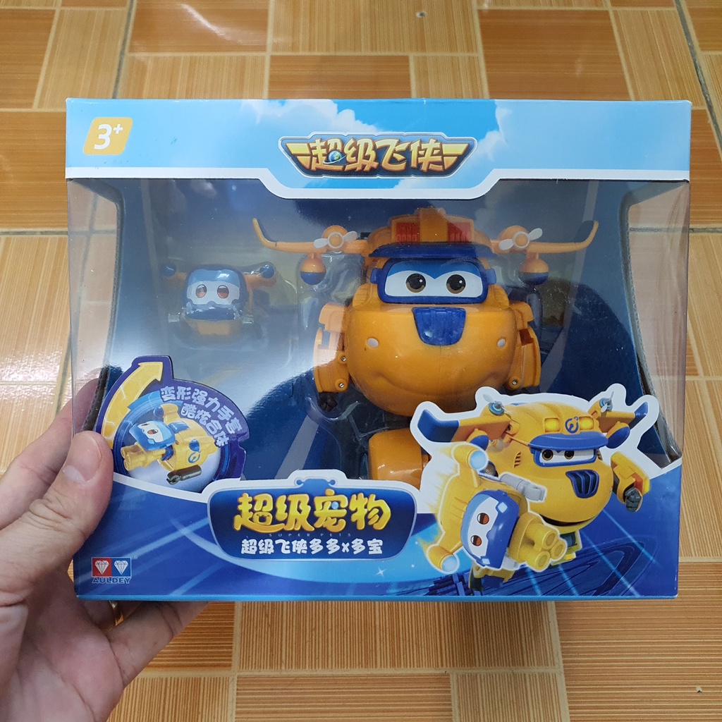 Mô hình super wings Robot biến hình cỡ lớn Donnie kết hợp thú cưng Donn