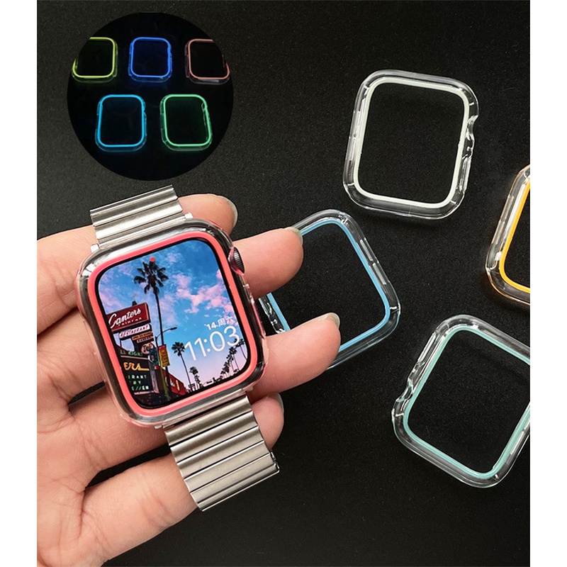 Ốp TPU Mềm Trong Suốt Màu Dạ Quang Cho Đồng Hồ Apple Watch 41MM 45MM 44MM 40MM 42MM 38MM 7 6 SE 5 4 3 2 38MM 42MM
