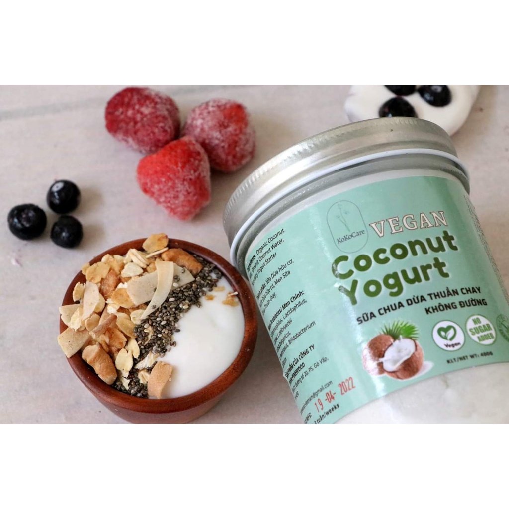 Sữa chua Dừa Thuần chay không đường ăn kiêng, giảm cân, keto - Vegan Coconut Yogurt KokoCare