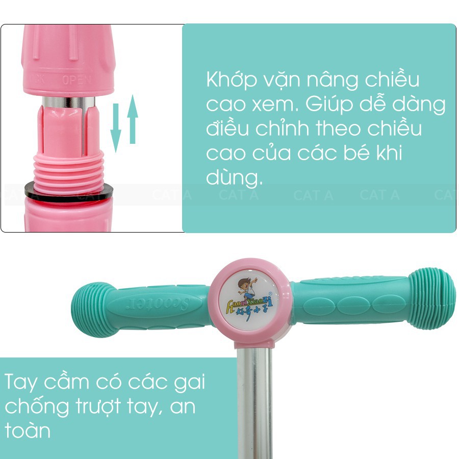 [HÀNG CHÍNH HÃNG] XE SCOOTER JC741 HÀNG XUẤT CAO CẤP - Bánh xe cao su có đèn phát sáng, gấp gọn, tải trọng cao !