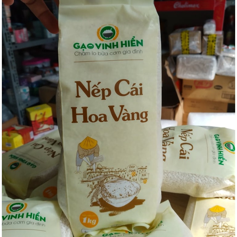 Gạo nếp cái hoa vàng túi 1kg- Nếp sạch 3 KHÔNG