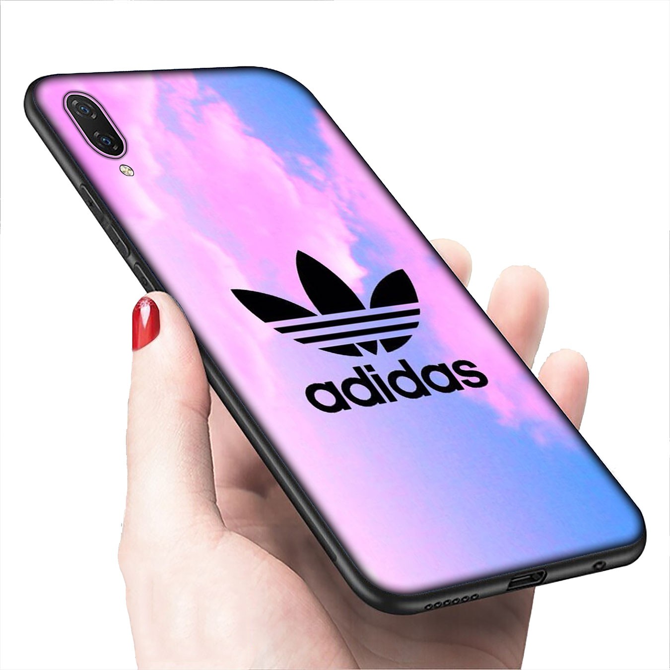 Soft Silicone iPhone 11 Pro XR X XS Max 7 8 6 6s Plus + Cover Logo flower Adidas Phone Case