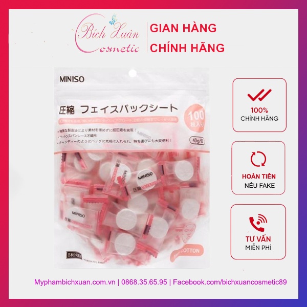 Mặt nạ nén miniso nhật bản 100 viên, mặt nạ giấy dạng viên kẹo nhỏ xinh,dễ dàng sử dụng