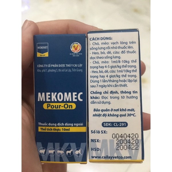 MECOMEC 10ml Ve, Ghẻ, Bọ chét cho chó, mèo, heo dê, cừu
