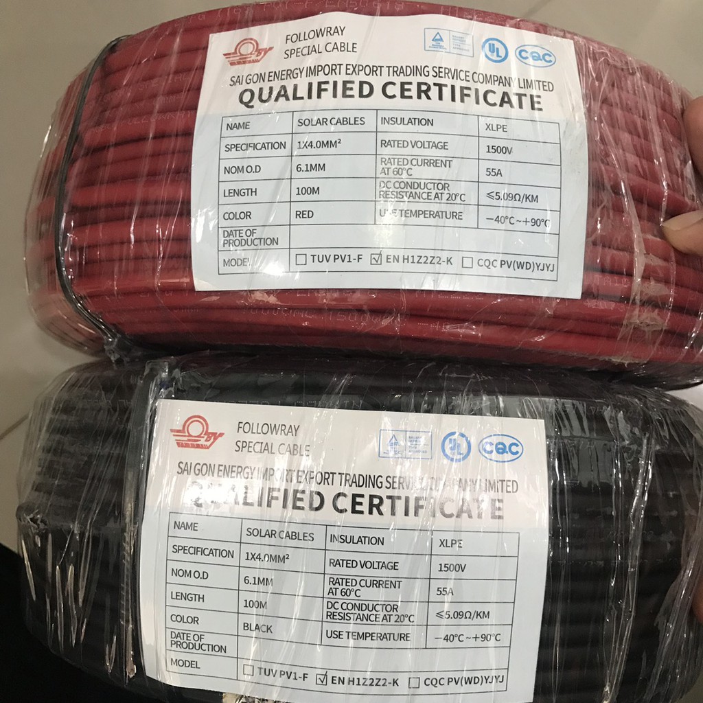 Dây cáp DC 4.0 thi công điện Mặt trời