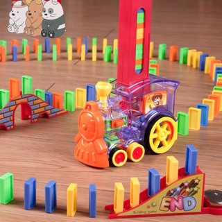 Bộ đồ chơi sáng tạo cho trẻ em trên 2 tuổi - Tàu hỏa xếp hình domino chạy pin tự động giúp bé phát triển khả năng tư duy