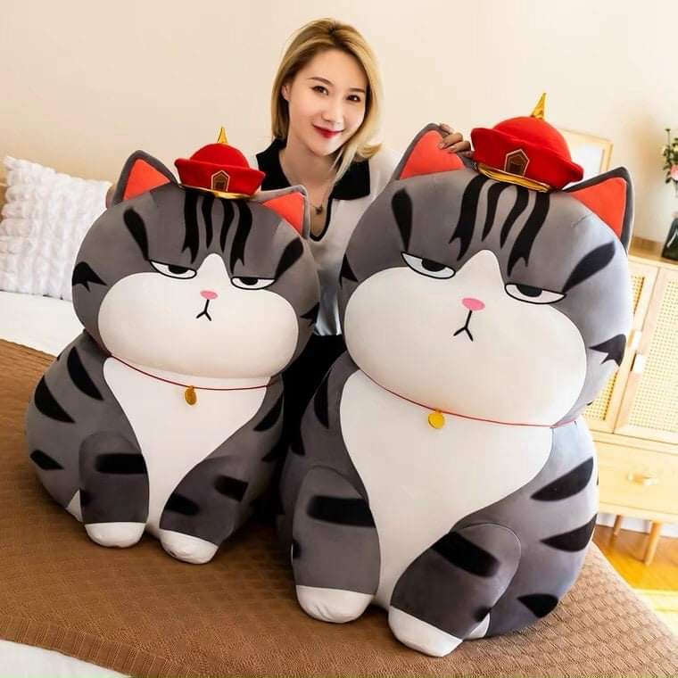 GẤU BÔNG MÈO HOÀNG THƯỢNG NGỒI SIZE 60CM - THÚ BÔNG MEO HOÀNG THƯỢNG