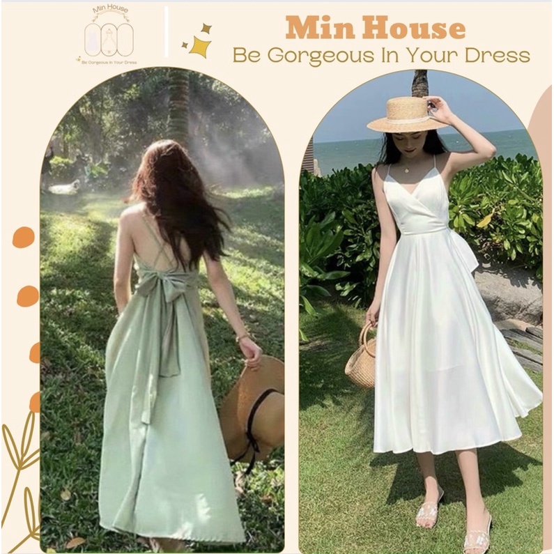 váy maxi trắng 2 dây dáng dài du lịch biển siêu xinh-Hàng cao cấp-đầm maxi đi du lịch hè hở lưng-Min House