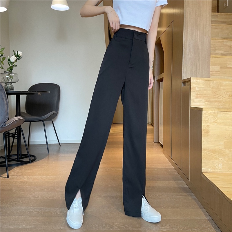 Quần Dài Ống Rộng Xẻ Tà Thời Trang Hàn Quốc Cho Nữ