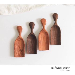 Muỗng gỗ xúc bột gỗ gõ đỏ - Thìa gỗ decor xúc hạt, gia vị