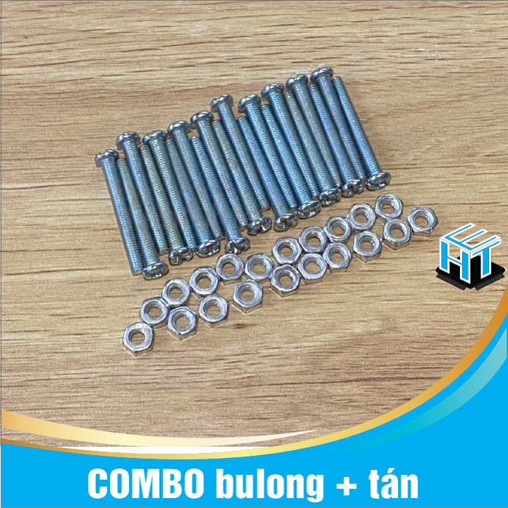 COMBO 20 con Bulong ốc vít M2 + tán (đai ốc) nhiều kích thước