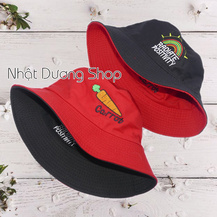 Nón tai bèo 2 mặt cà rốt cầu vồng size 57 cm nam nữ thời trang