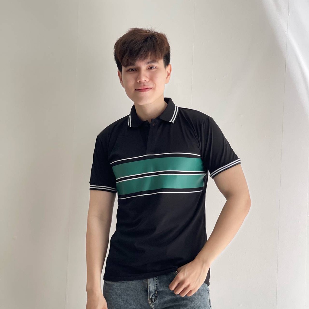 Áo Polo, áo thun nam cao cấp sọc xanh ngang đen trắng UP SIZE XXL 74kg  form ôm dáng chuẩn, chất thun lạnh cotton thoáng | BigBuy360 - bigbuy360.vn