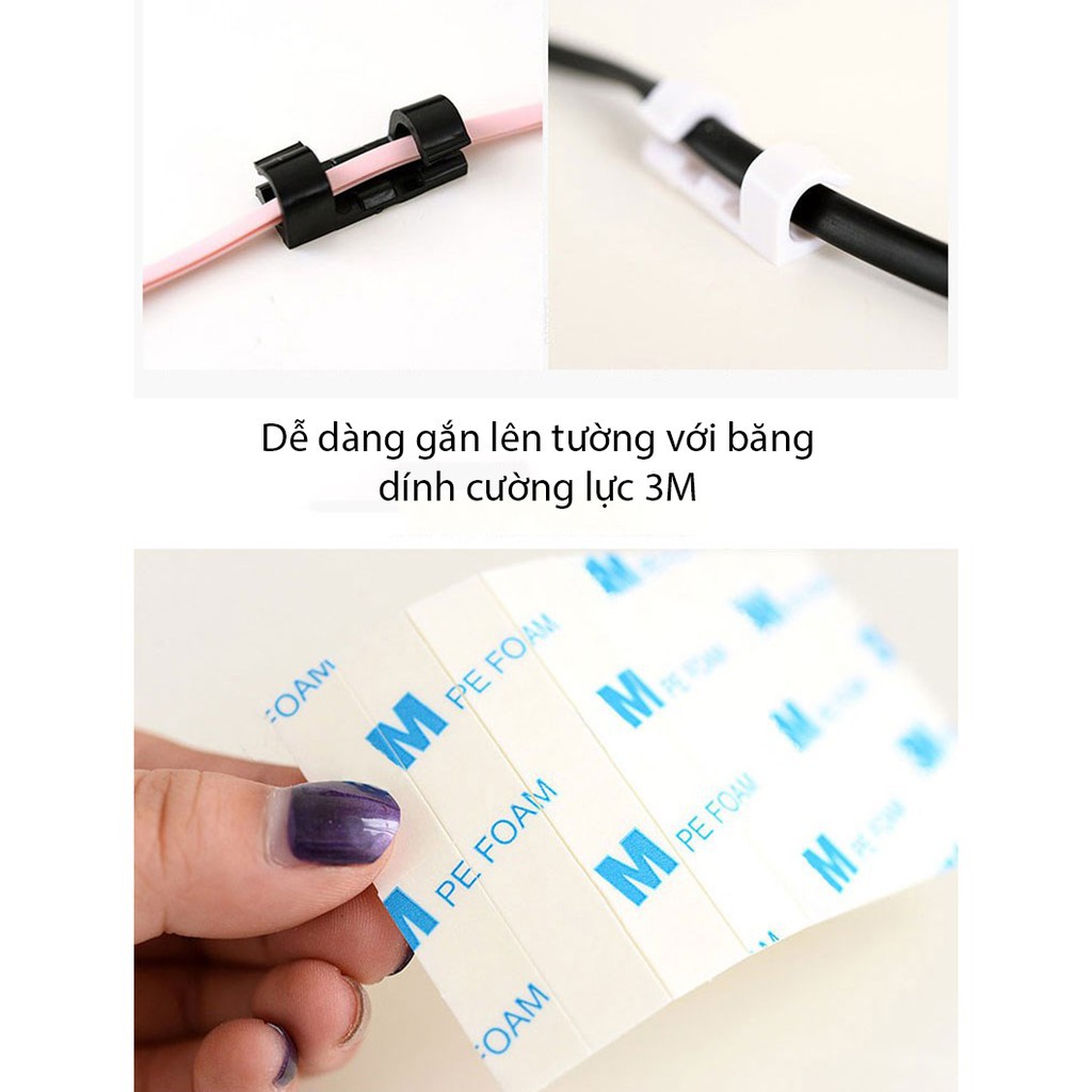Combo 20 Nẹp Dây Điện Dán Tường Siêu Dính ,Kẹp Dây Điện Cố Định Và Giữ Dây Điện