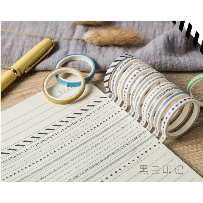 Bộ 10 Băng Keo Giấy Bạc Trang Trí Dễ Thương