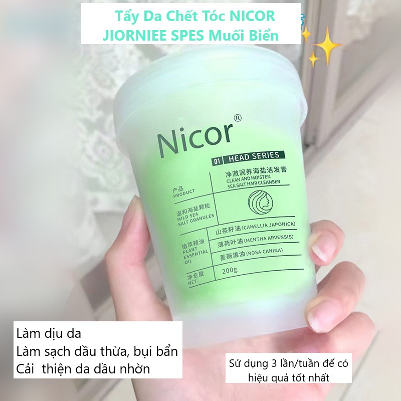 Tẩy Da Chết Tóc Da Đầu NICOR Muối Biển Sạch Gàu Ngăn Ngừa Rụng Tóc 200g (NC28)