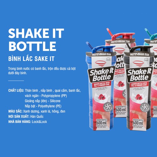 [Mã LIFEHL25 giảm 10% đơn 350K] Bình lắc SHAKE IT Lock&amp;Lock 600ml Màu hồng HAP945PIK