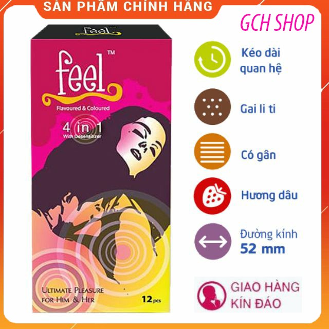 [4 Trong 1] Bao Cao Su Feel Hộp 12 chiếc