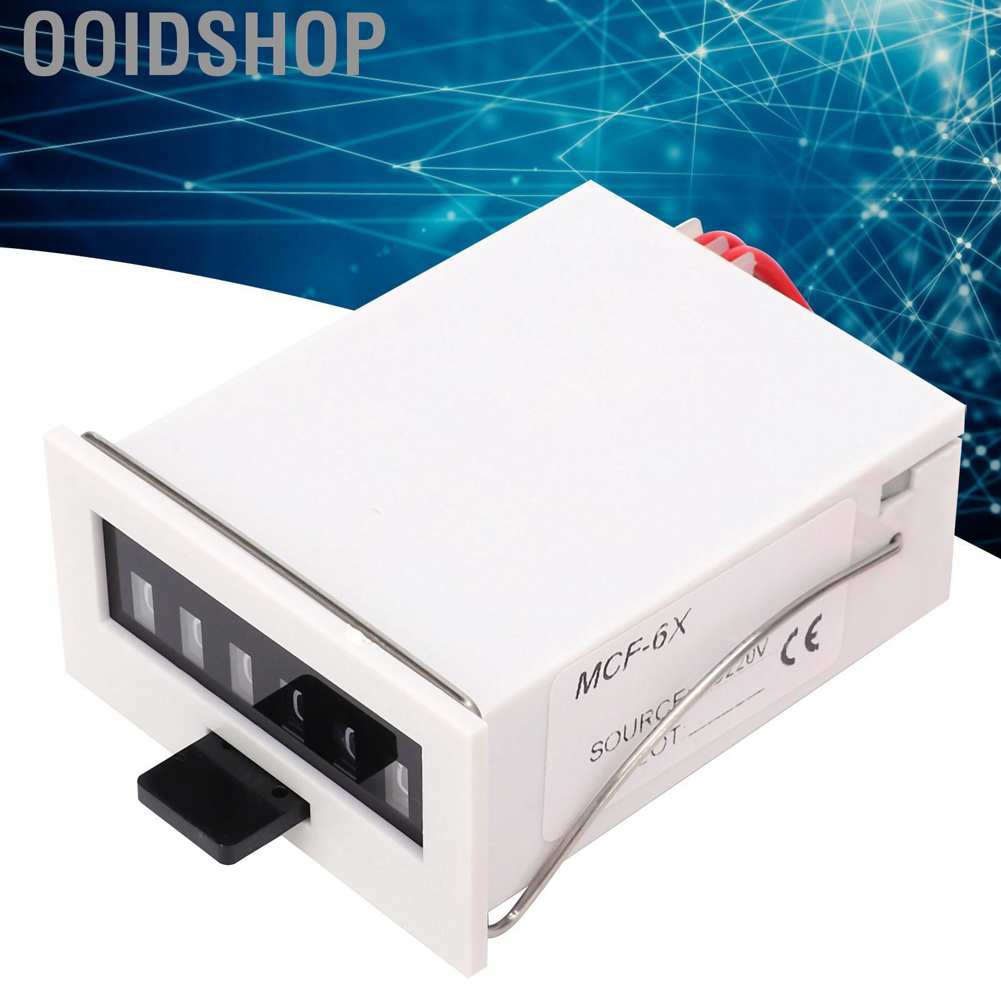 Bộ đếm xung điện từ Ooidshop 6 Mô-đun ký hiệu bằng ABS MCF ‑ 6X 0‑999999 AC220V