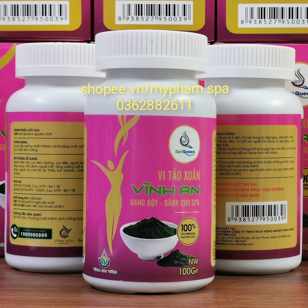 Vi Tảo Xoắn Vĩnh An - Tạo Bột Cấy Nano 100gam Giúp Da Trắng Sáng Đều Màu Da