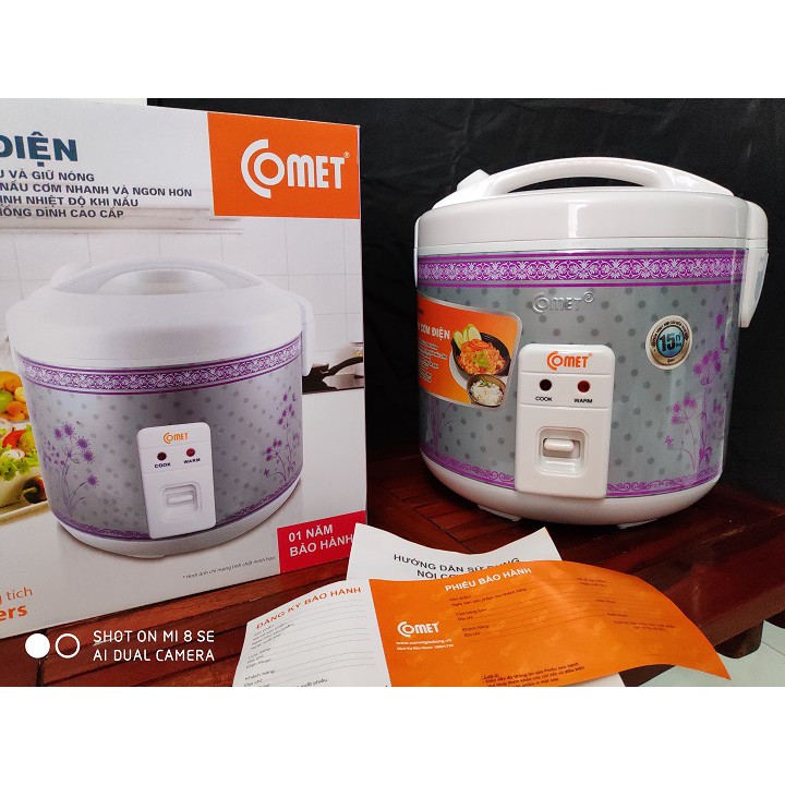 Nồi Cơm Điện Nắp Gài 1.8l - Chính Hãng Comet - Lòng Tráng Men Chống Dính | BigBuy360 - bigbuy360.vn