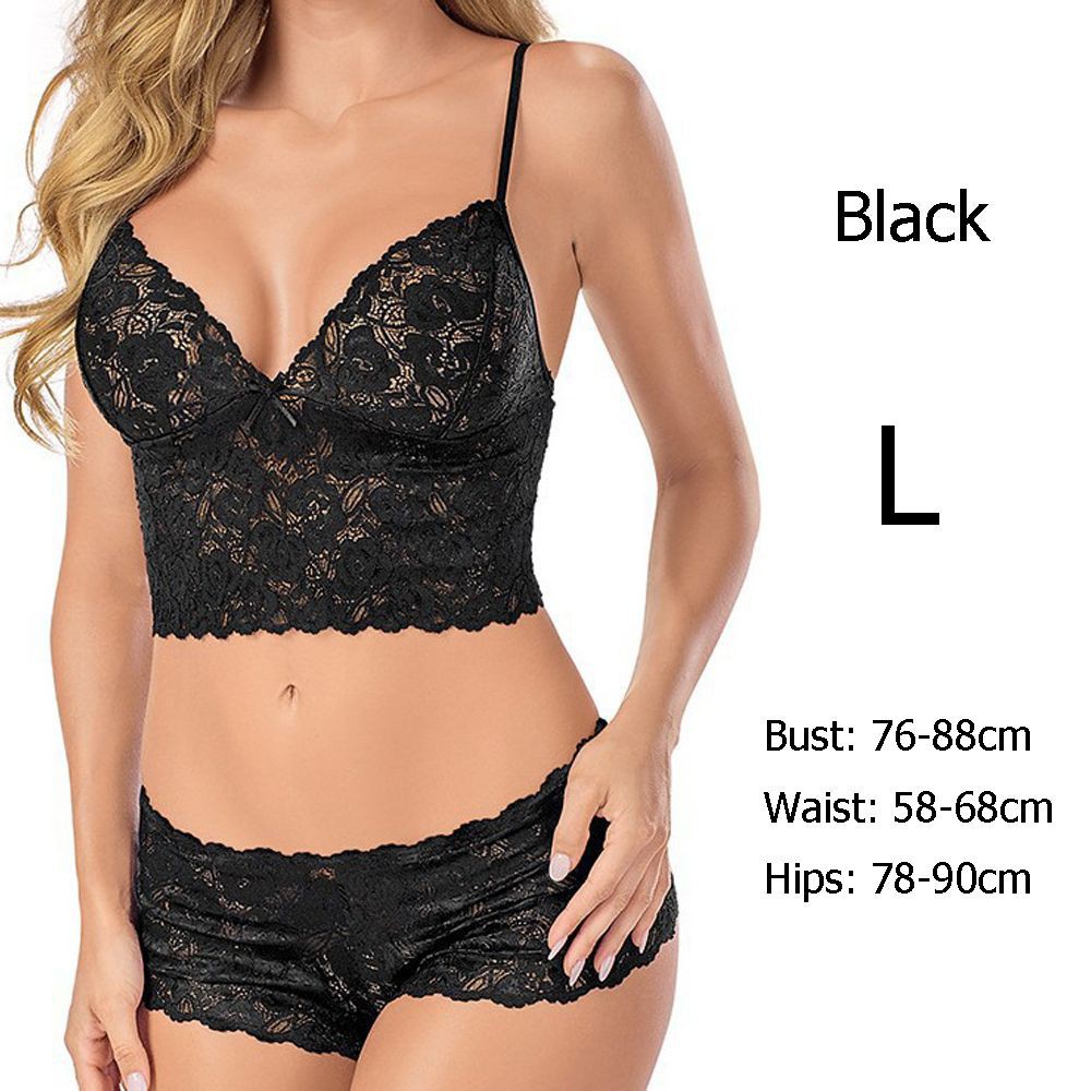 Set Áo Lót + Quần Lót Phối Ren Hoa Thiết Kế Quyến Rũ