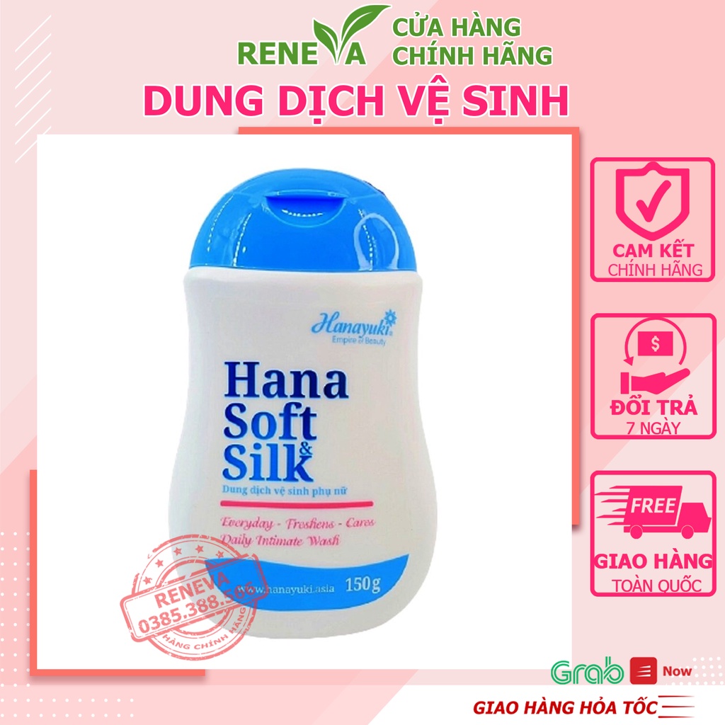 Nước rửa vùng kín hana soft silk chính hãng dung dịch vệ sinh phụ nữ vệ sinh vùng kín nữ sạch thơm thoáng HANA04 RENEVA