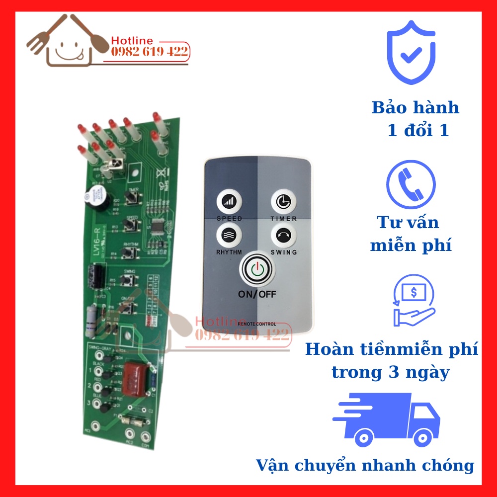 Bộ mạch và điều khiển quạt treo tường Mitsubishi W16-R  - hàng loại tốt - bảo hành 1 đổi 1