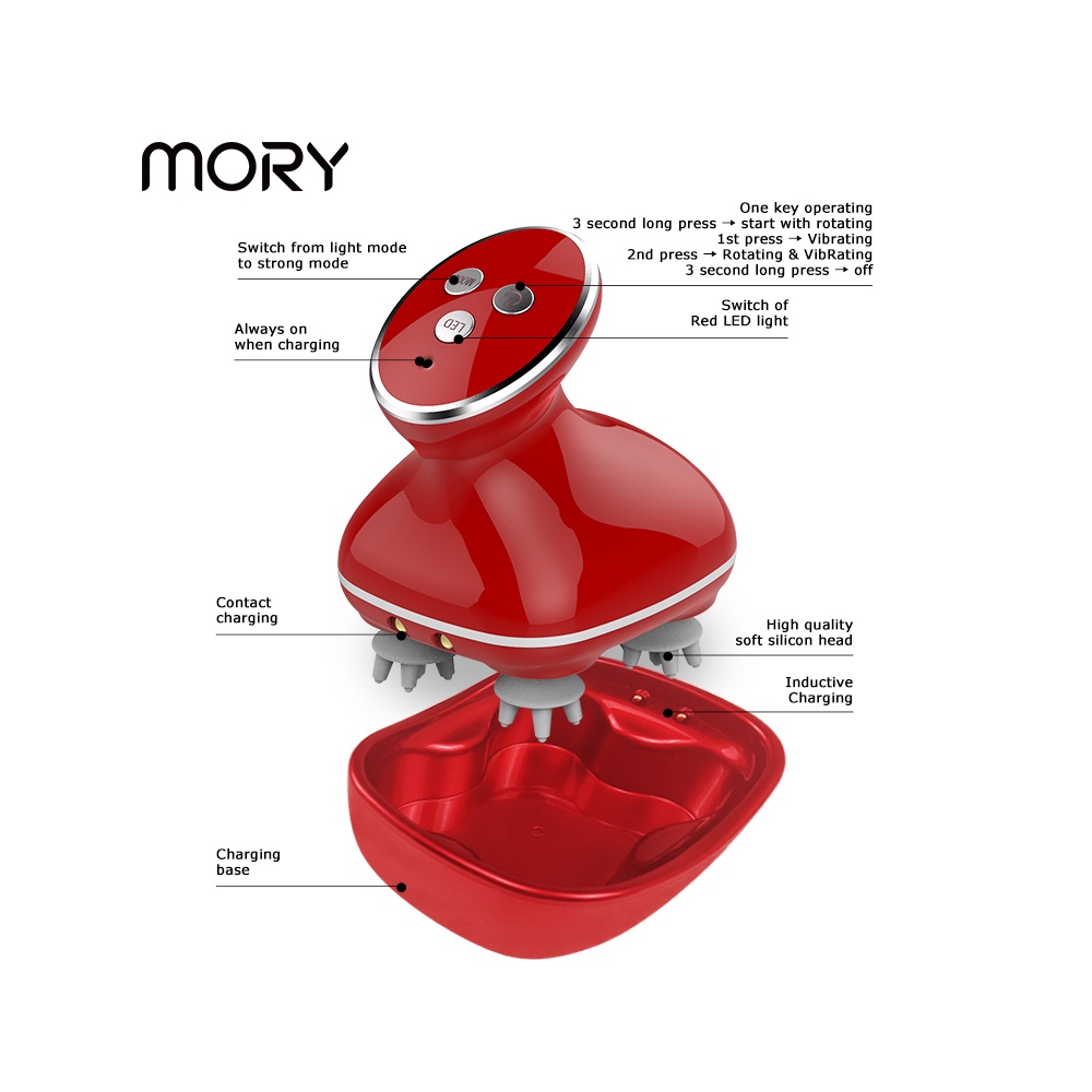 [Bảo hành 12 tháng] Máy Mát Xa Cầm tay Đa năng Trị liệu Cao cấp MORY-KKS162 Kết hợp Tia Hồng Ngoại - Kính thích mọc tóc