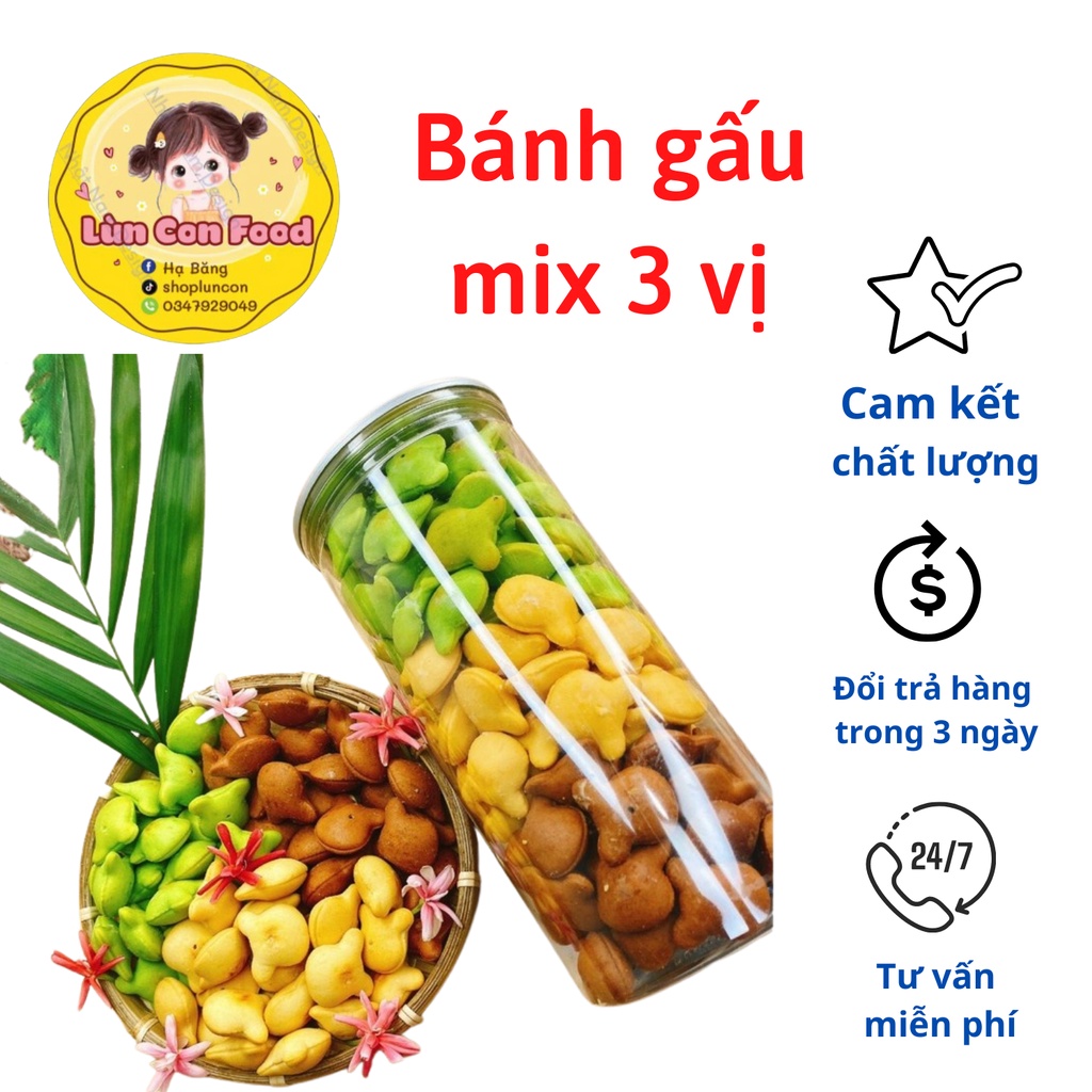 [HANDMADE] BÁNH GẤU NHÂN KEM MIX VỊ HANDMADE - Lùn Con Food