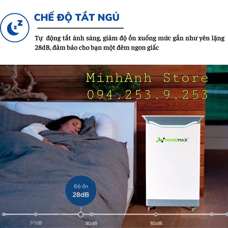 Máy Lọc Không Khí NANOMAX A-01, Bộ Lọc HEPA 4 Lớp Lọc Bụi Mịn, Màn Hình Cảm Ứng Tích Hợp Điện Thoại Thông Minh