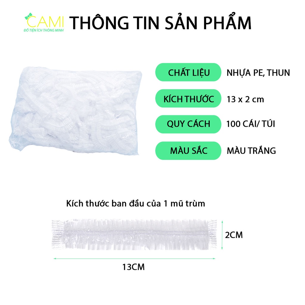 Túi 100 mũ trùm đầu làm tóc, nhuộm, uốn hoặc ủ tóc tiện lợi dùng cho Salon_Cami_CMPK193