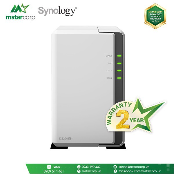 Thiết bị lưu trữ mạng NAS Synology DS220j - Hàng chính hãng