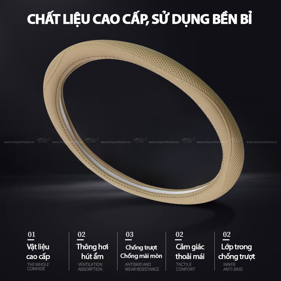 [Mã BMBAU50 giảm 10% đơn 99k] Bọc Vô Lăng CIND 5003 Size M Màu Kem Nhập Khẩu Chính Hãng