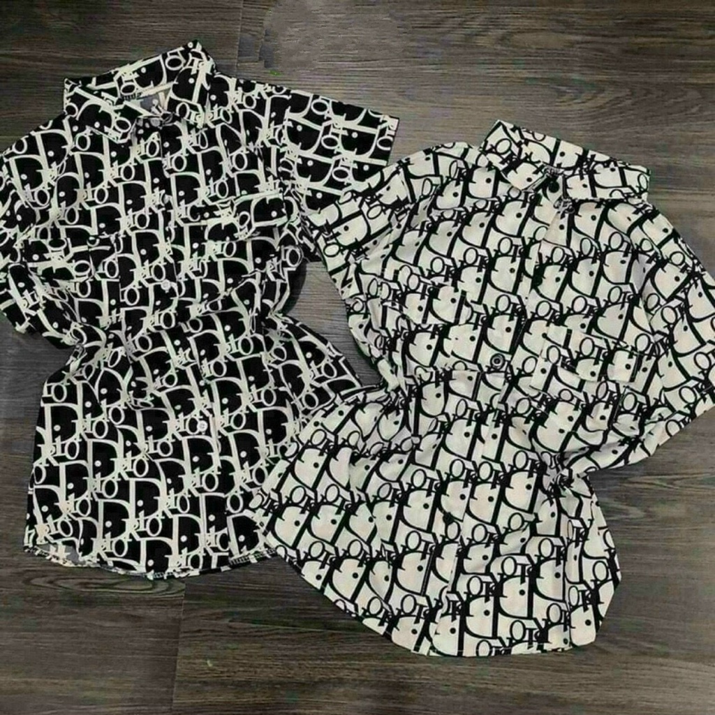 Áo Sơ Mi Nữ Tay Ngắn Họa Tiết Đì Ô