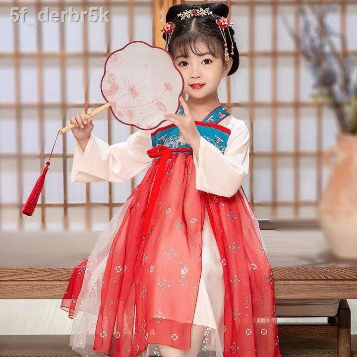 Trẻ em Hanfu Trang phục cổ của cô gái Siêu tích Váy mùa xuân và hè Phong cách Trung Quốc Hoa anh đào C