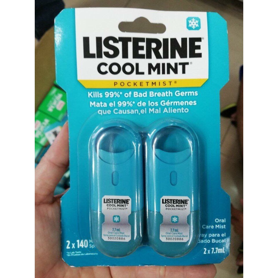 [MỸ] SET 2 XỊT THƠM MIỆNG LISTERINE POCKET MIST - COOL MINT 7.7ML