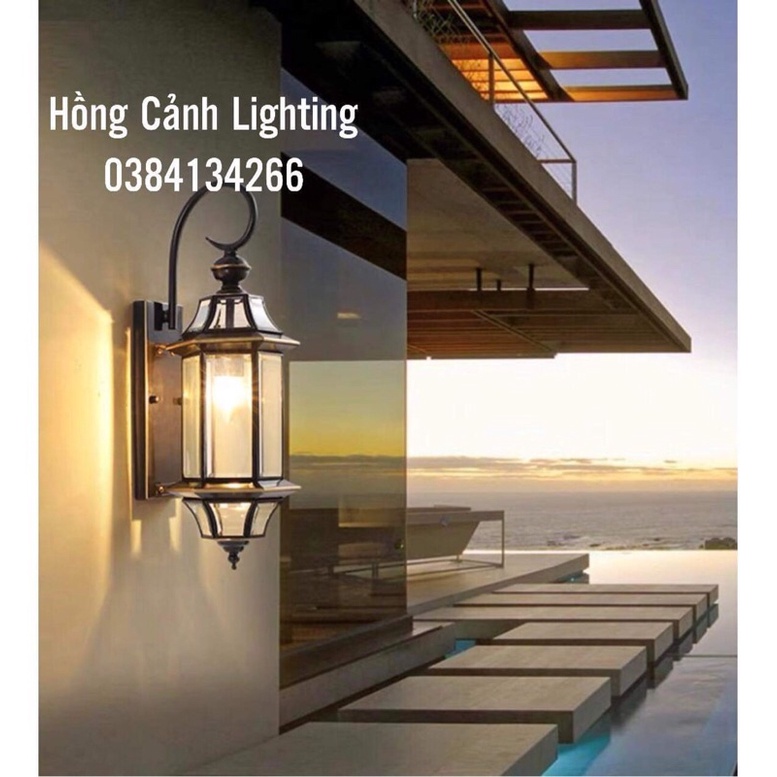 Đèn Tường Đồng - Đen - Kèm Bóng