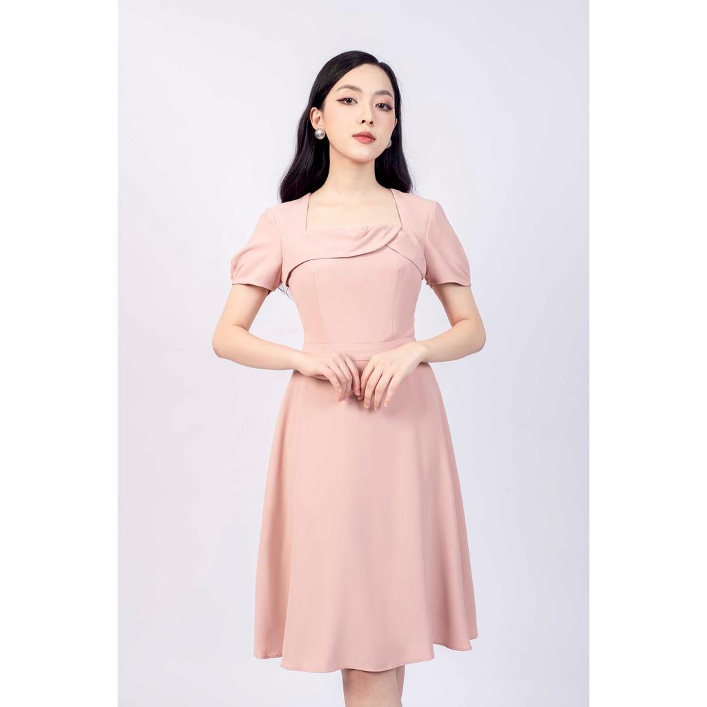 Đầm xòe, cổ vuông, tay cộc MMOutfit M-DA020121056