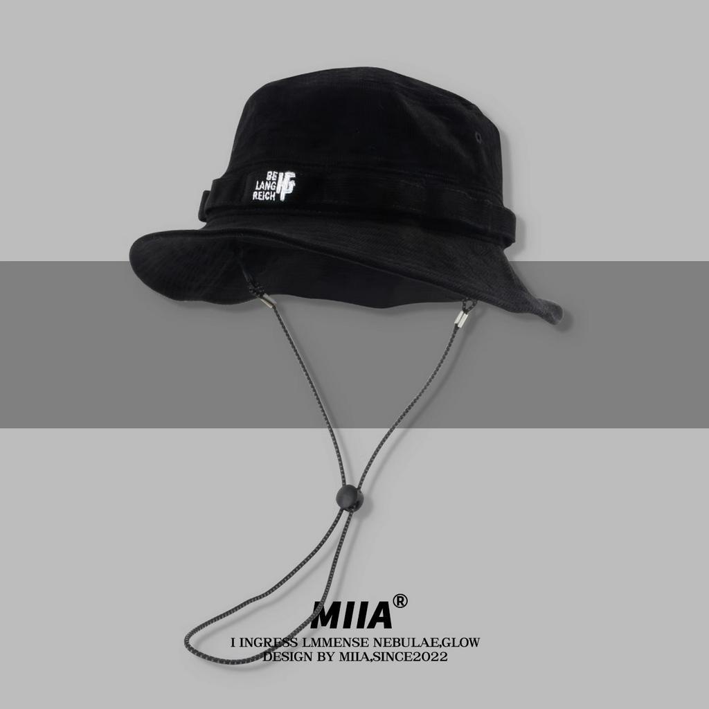 Mũ Bucket Dây Rút Bằng Nhung Kẻ Màu Sắc Tương Phản Phong Cách Nhật Bản Cho Nam