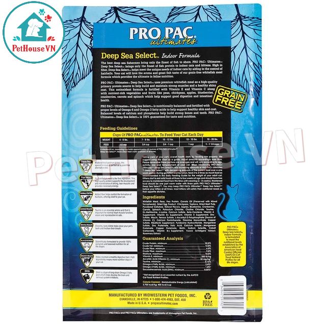 PROPAC DEEP SEA SELECT - Túi 500G Thức Ăn Hạt Cho Mèo Và Mèo Con Vị Cá Trắng & Đậu Hà Lan Hàng Chính Hãng