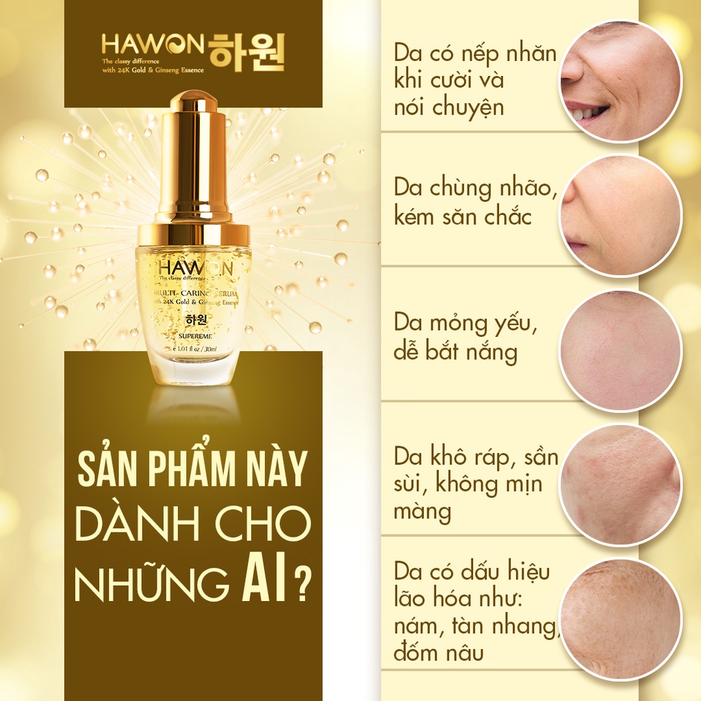 Serum sáng da & mờ thâm chiết xuất Nhân Sâm tinh chất v.àng 24K HAWON - 10ml