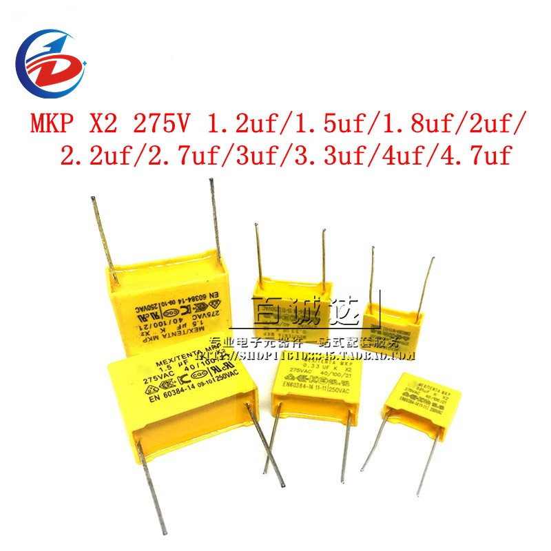 Set 5 Tụ Điện An Toàn mkp x2 275v 1.2uf 1.5uf 1.8uf 2uf 2.2uf 2.7uf 3uf 3.3uf 4uf 4.7uf