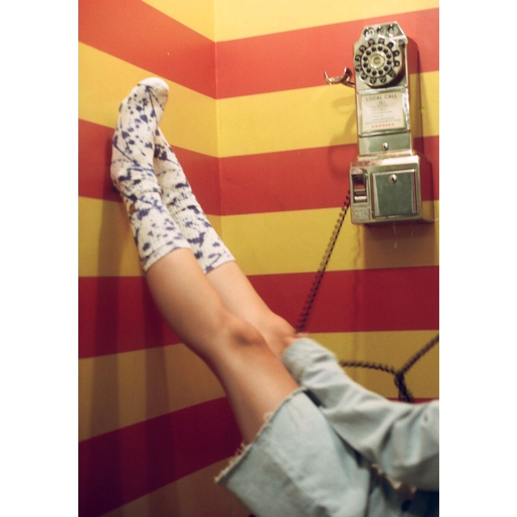 Tất vớ cao cổ dệt kim Unisex Drew House thêu Logo mặt cười màu tie-dye thời trang (Full Box)