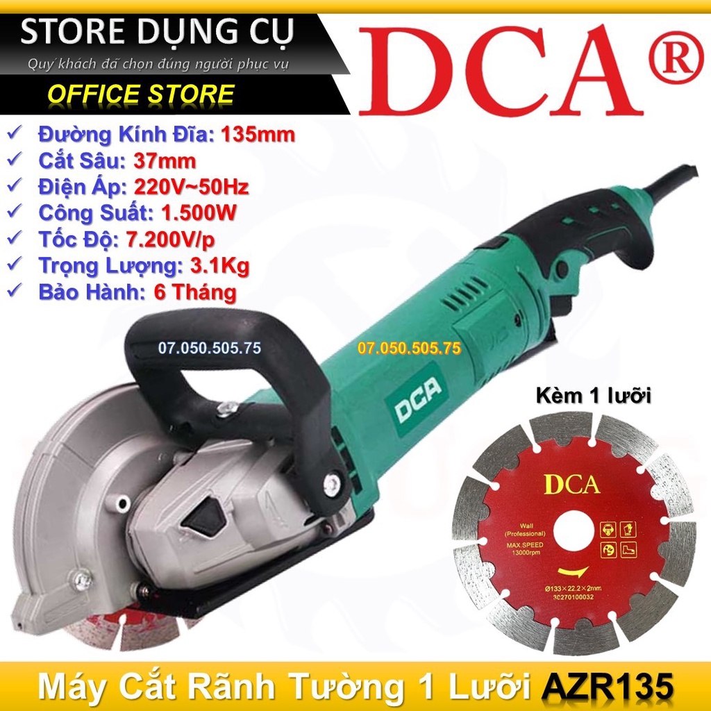 1500W Máy cắt rãnh tường chuyên nghiệp 135mm DCA AZR135 | Tặng Kèm 1 lưỡi cao cấp 133mm Z1R-FF-135